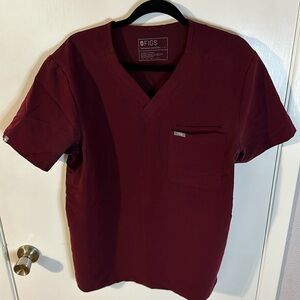 Figs Leon scrub top-maroon